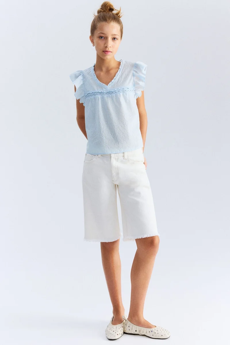 H&M Frill-trimmed cotton blouse
